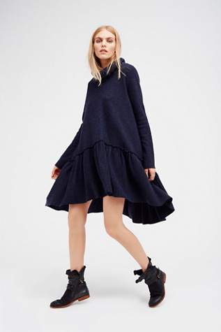Robe Pull FREE PEOPLE En Laine Mélangée - Col V, Motif Câble, Tailles XS S M
