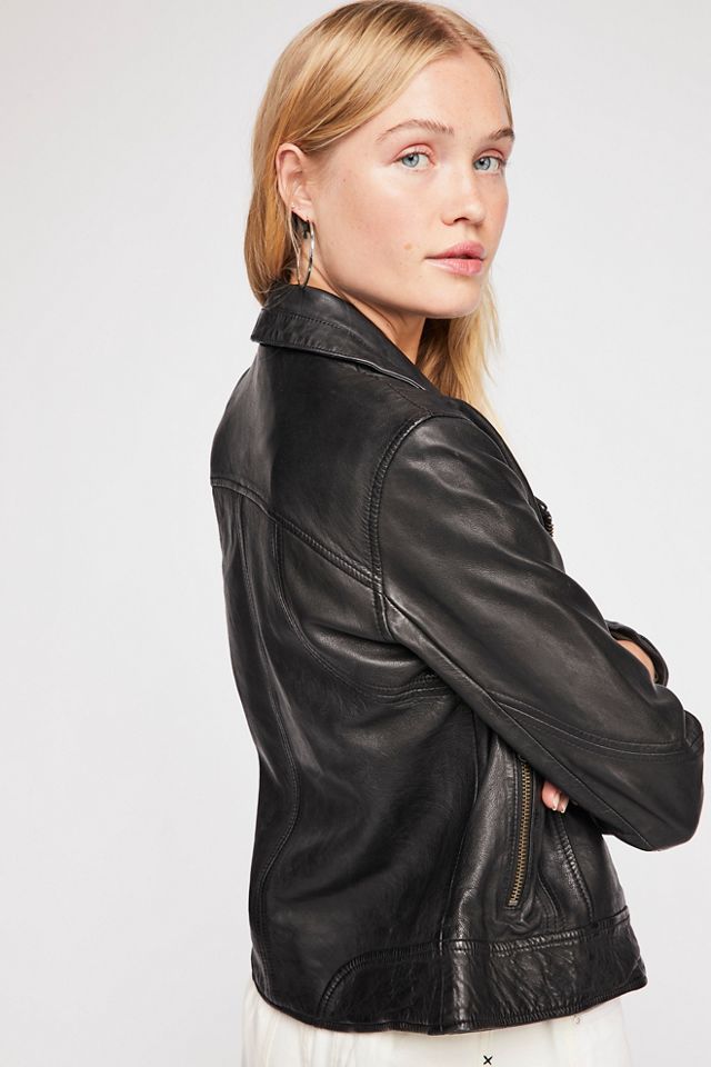 Washed Leather Moto Jacket | Free People