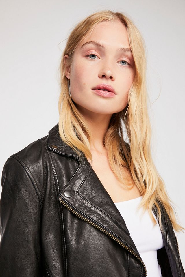 Washed Leather Moto Jacket #3