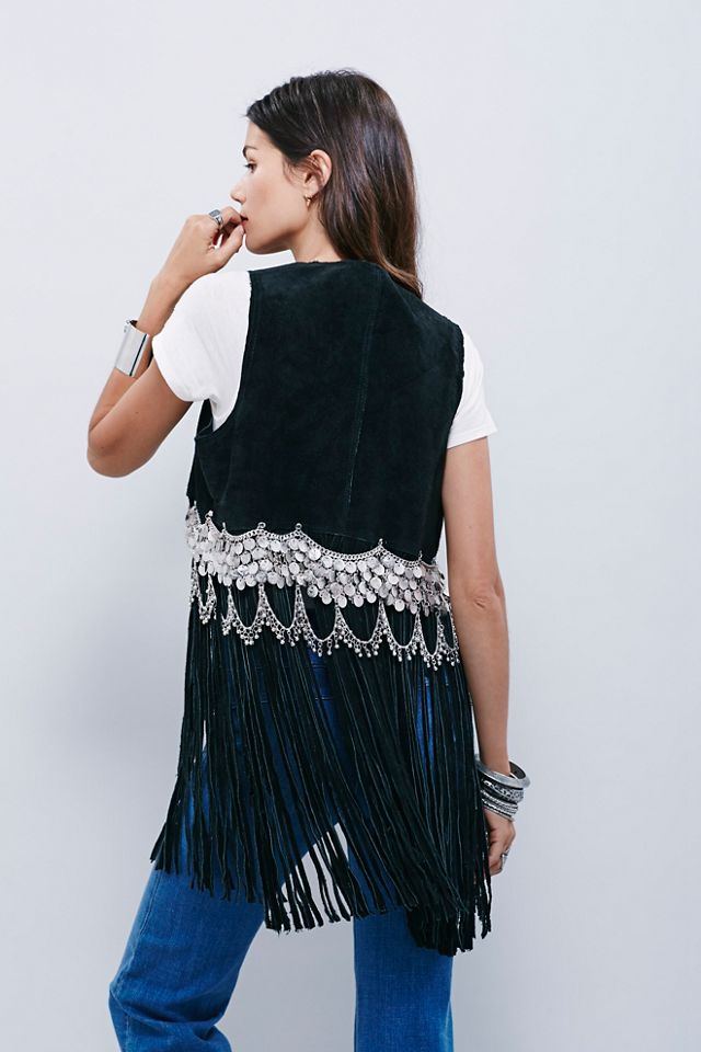 Cascading Coins Suede Vest #1