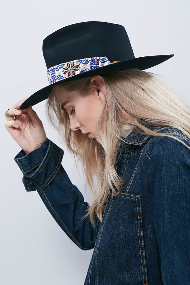 Free People Black Fedora with Gold Beaded Band $_57.JPG?set_id=880000500F main image 2