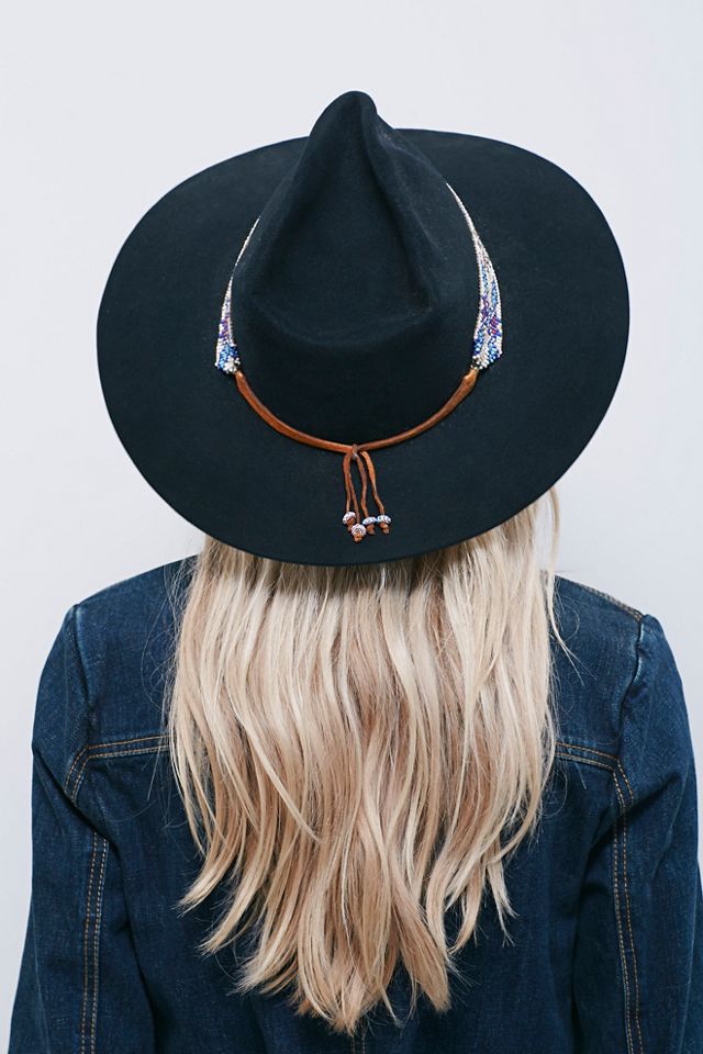 Free People Black Fedora with Gold Beaded Band $_57.JPG?set_id=880000500F main image 4
