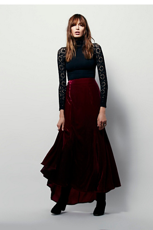 【WONDER WONDER】Runp Maxi Veloire Velvet Pocket Long Skirt 70s Designer Purple Velvet Skirt by Jaeger Pockets High