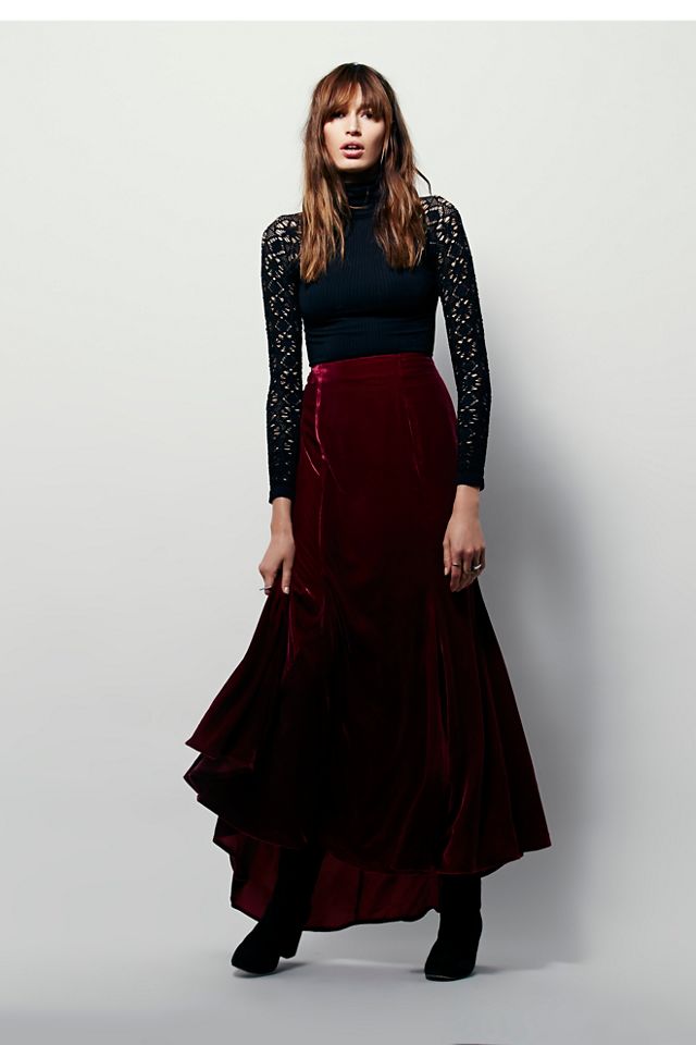 FP X Curtain Call Velvet Maxi Skirt