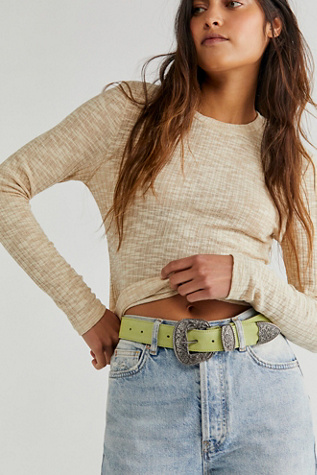 Black Rock Western Belt at Free People in Olive, Size: S-M/P-M