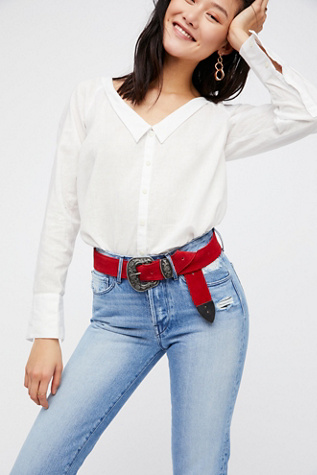 Black Rock Western Belt at Free People in Sour Cherry, Size: M/L