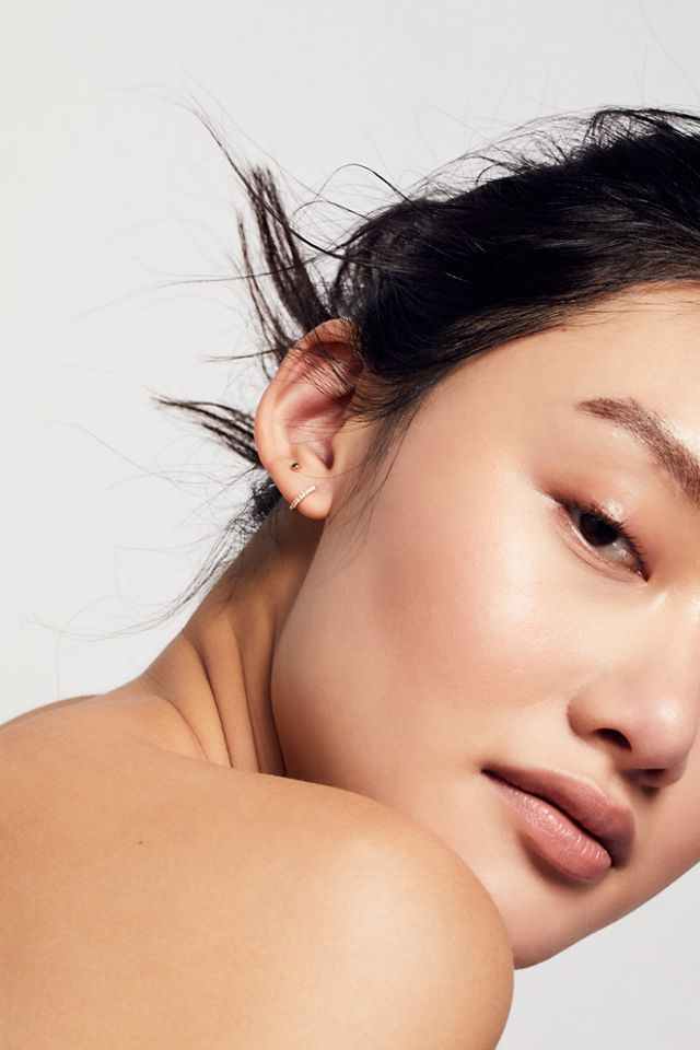 18K Diamond Helix Hoop Earring #2