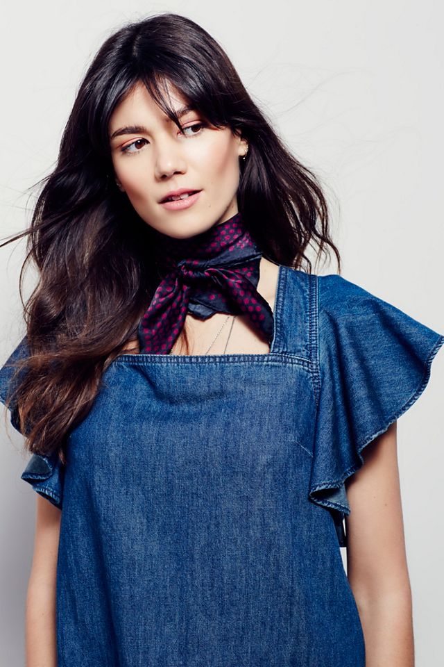 Denim Ruffle Mini Dress #3