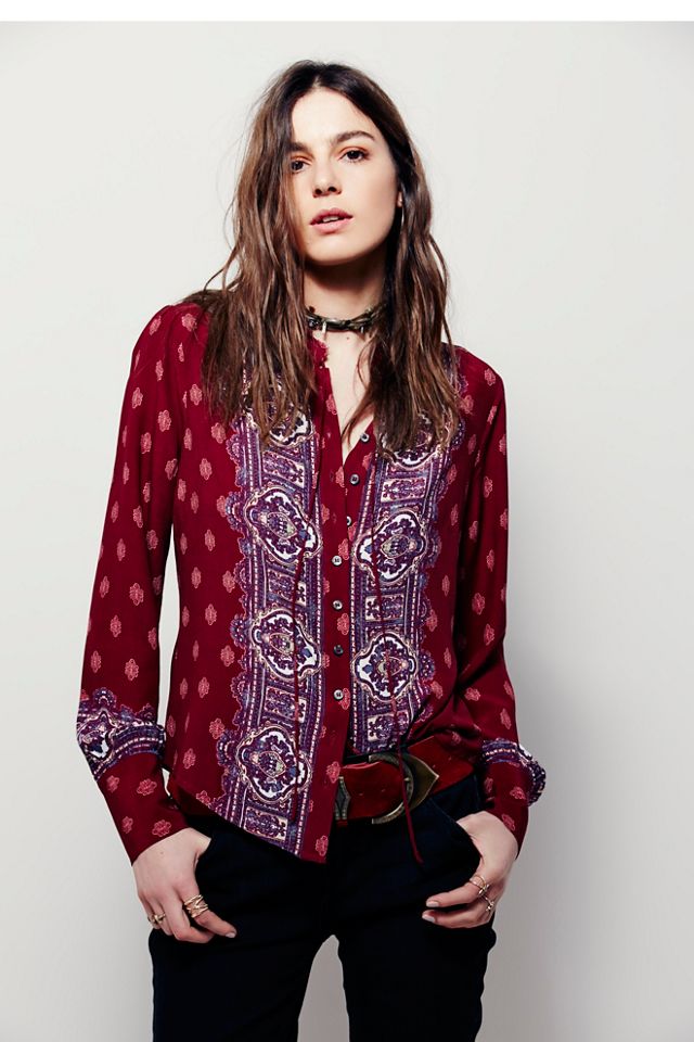 Wishing Well Border Print Buttondown #1