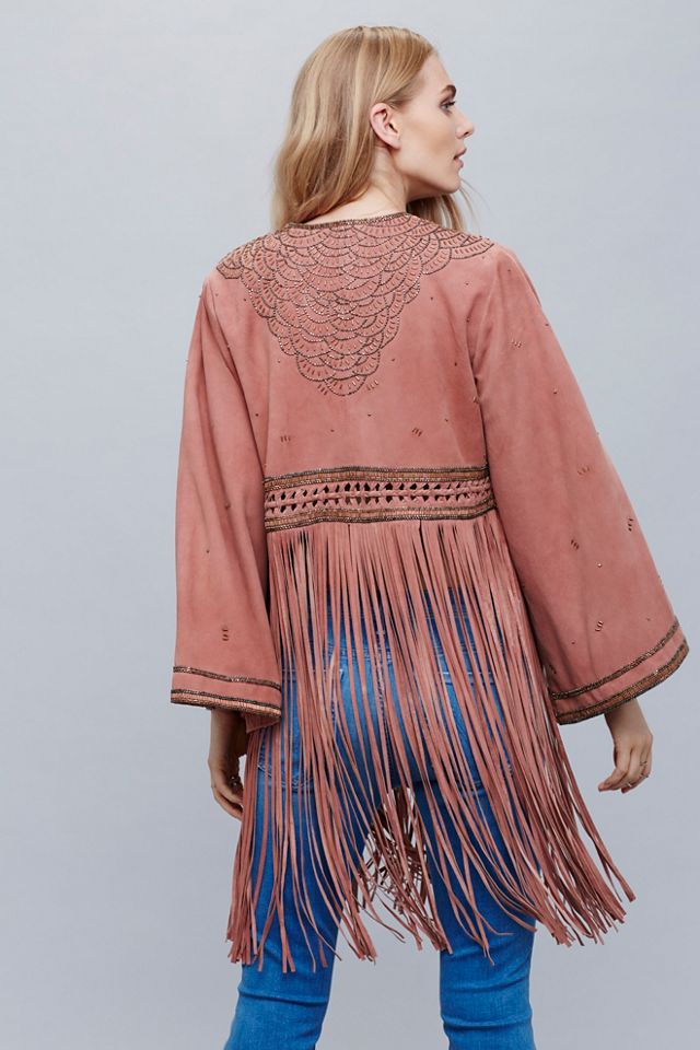 Dramatic Sleeve Suede Kimono #1