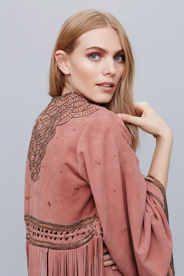 Dramatic Sleeve Suede Kimono #3