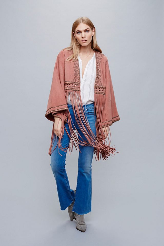 Dramatic Sleeve Suede Kimono #4