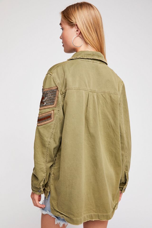 Free people embellished military on sale jacket