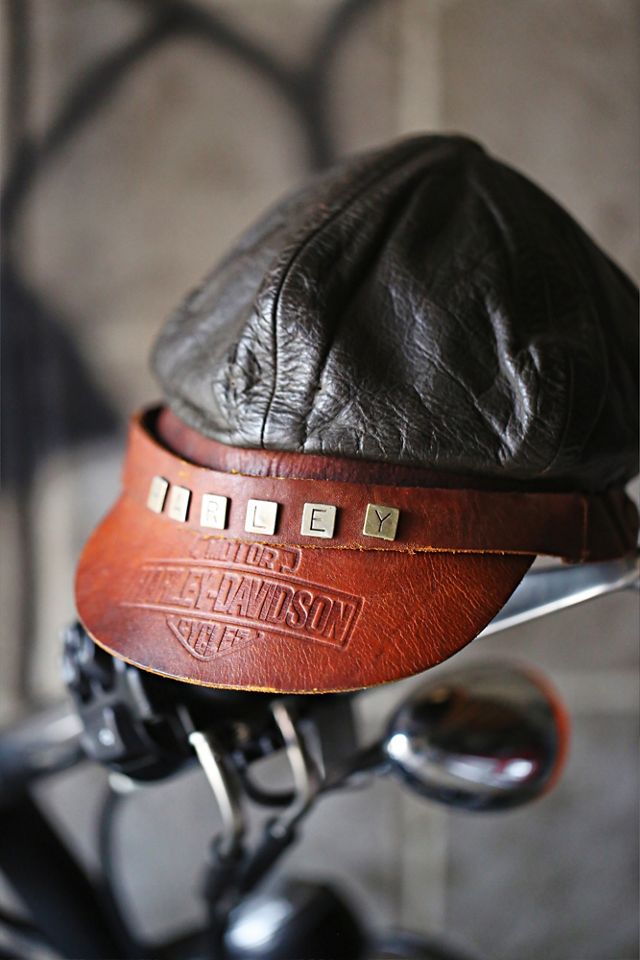 【値下げ】Harley-Davidson レザーキャップ アンティーク アメカジ Vintage Harley Davidson Official Leather Motorcycle Captain's Hat
