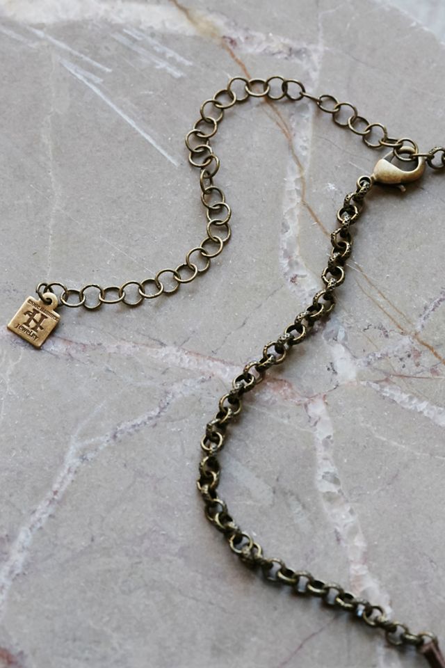 Leather Fringe Druzy Slice Necklace #2