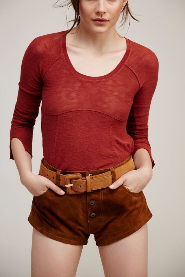 Suede Covered Buckle Belt #1