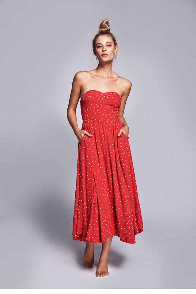 Free people red on sale polka dot dress