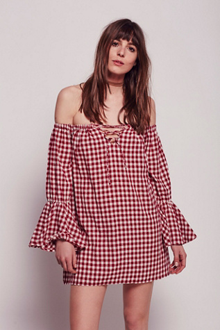 Free People Farley Gingham Tunic - Navy Combo