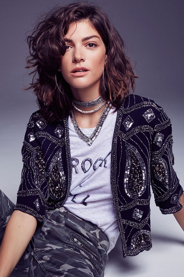 Cropped Sequin Jacket