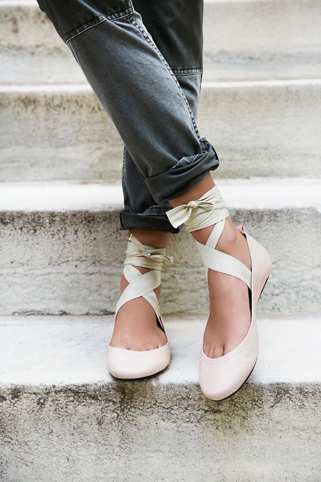 Ballet flats with ankle ties best sale