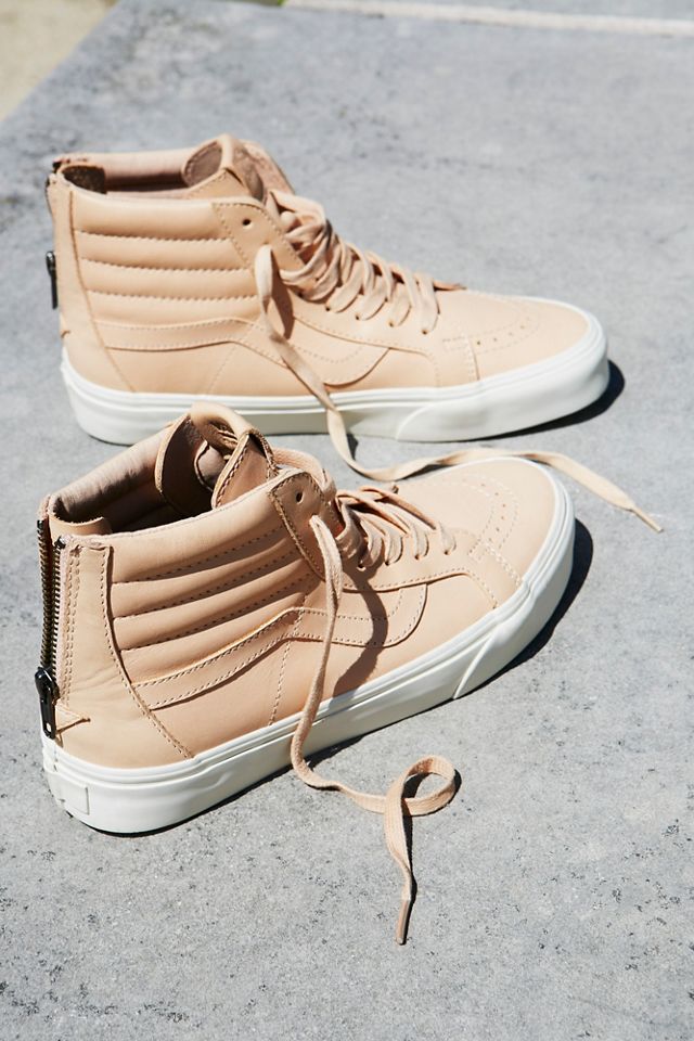 Leather high top vans clearance with zipper