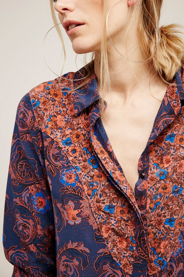 Avery Mix Print Silk Buttondown #2