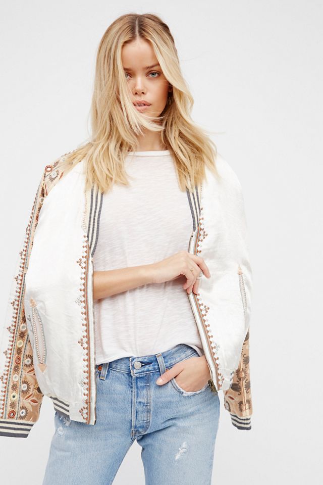 New Romantics Embellished Baseball Jacket Free People UK