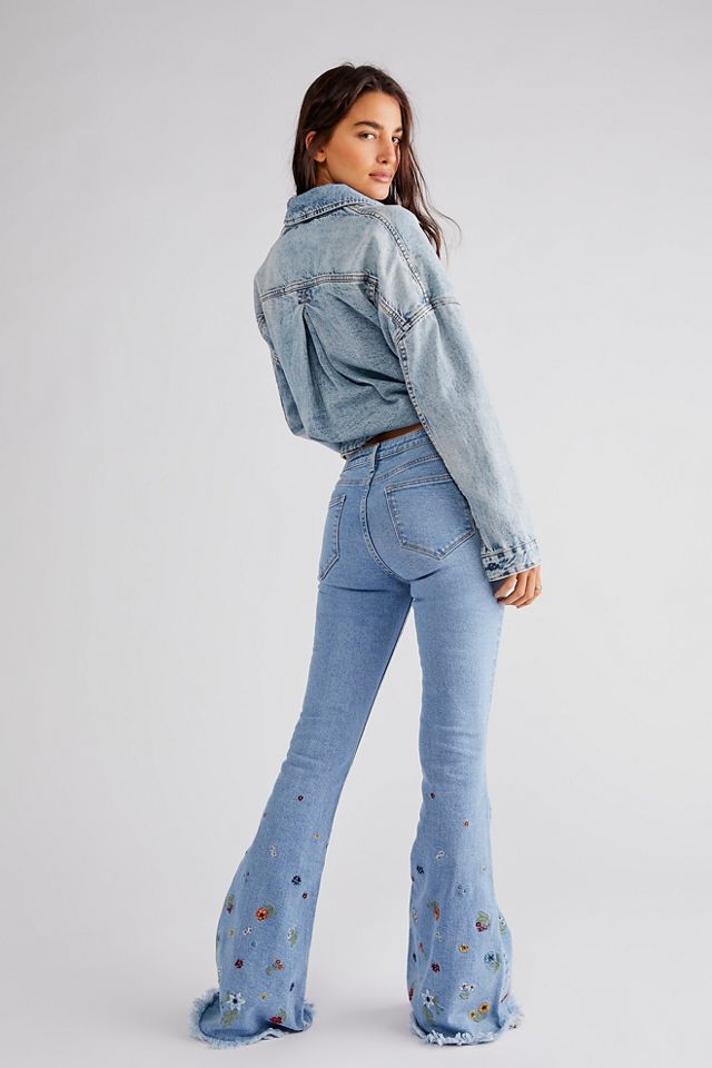 Free People x Driftwood Farrah Embroidered Flare Jeans #1