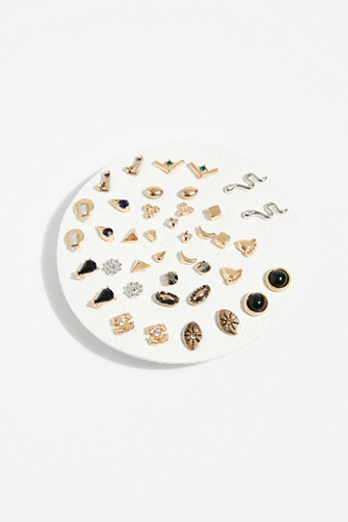 Teeny Tiny Mega Stud Earring Set at Free People in Gold/Black