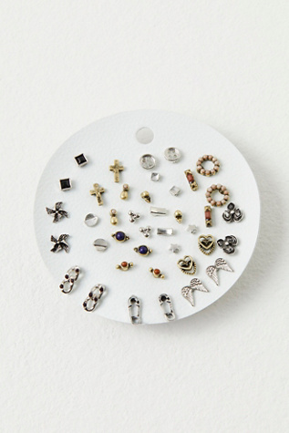 Teeny Tiny Mega Stud Earring Set at Free People in Midnight Lover