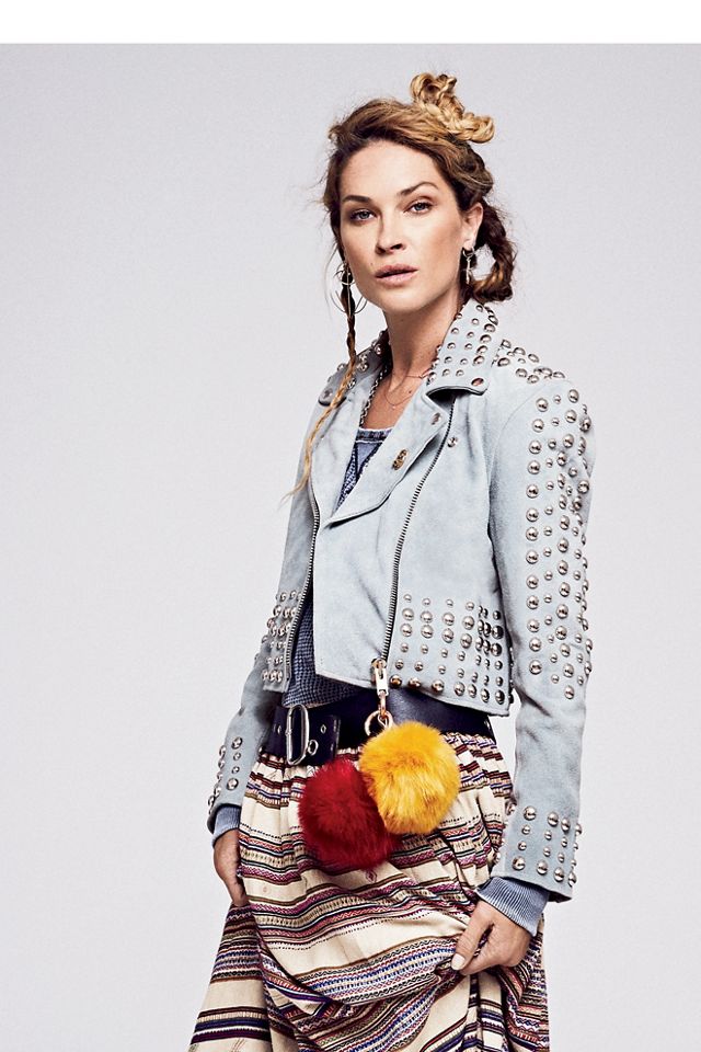 Cropped Suede Studded Jacket