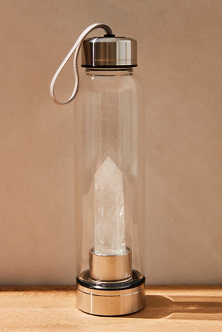 MISH Crystal Natural Elixir Glass Water Bottle Amethyst Rose Quartz Flask Drink 