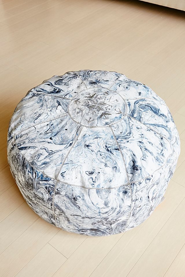 Marbled Leather Pouf #1