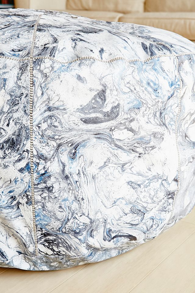 Marbled Leather Pouf #3