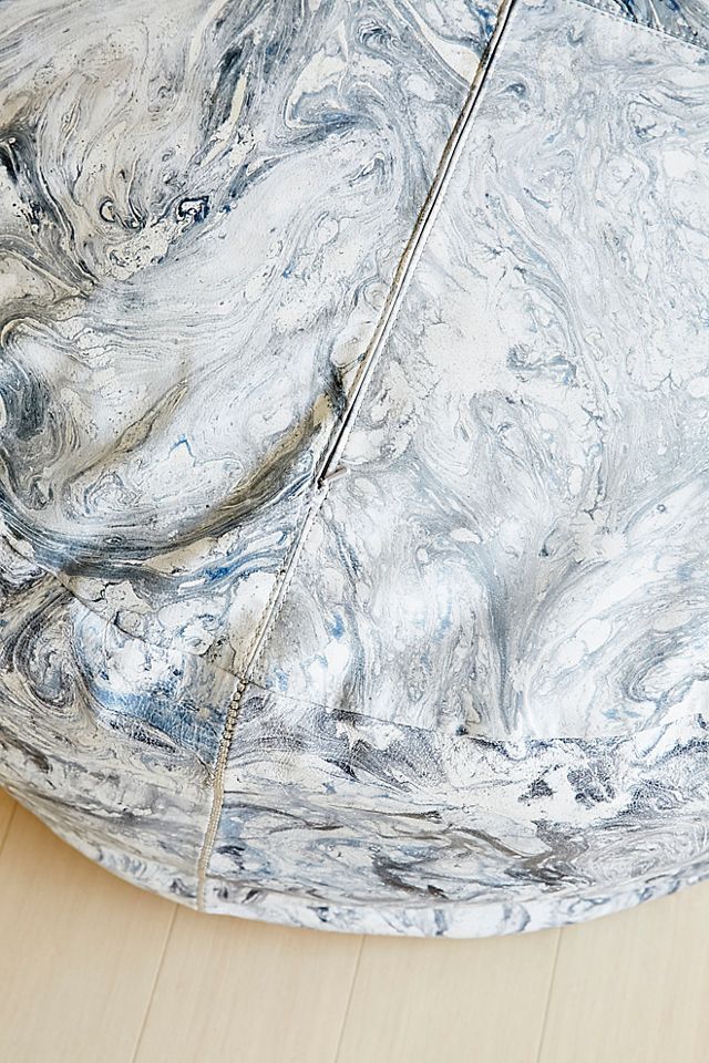 Marbled Leather Pouf #4