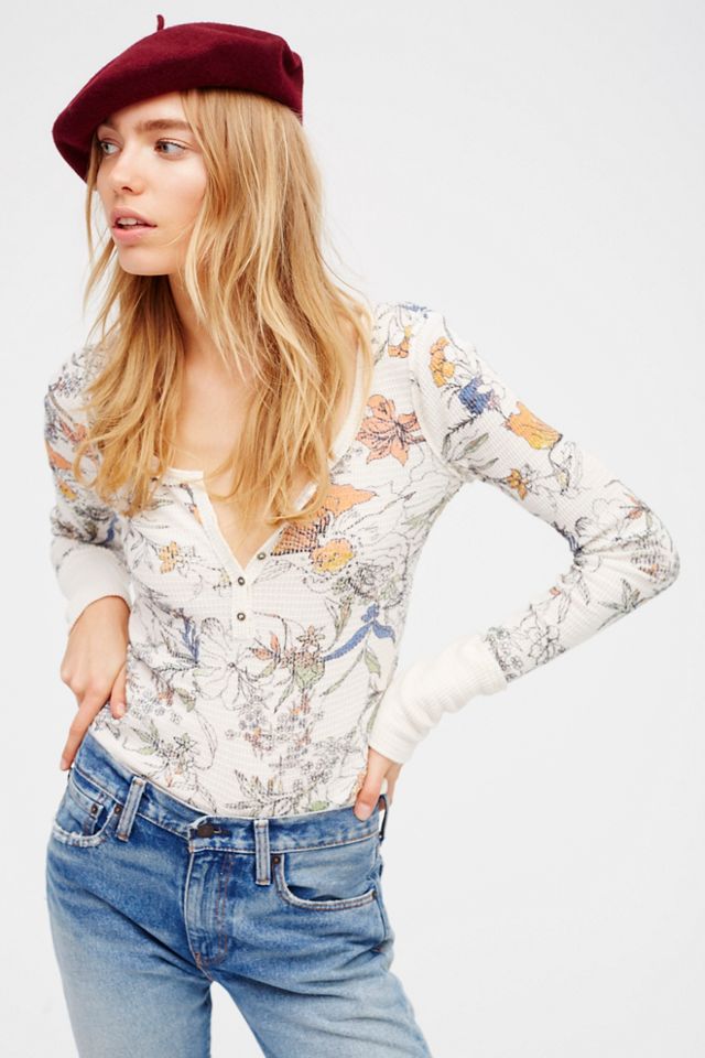 Free People, Tops, Free People Flower Patch Floral Thermal Top