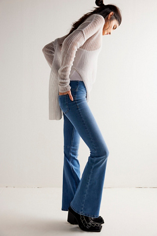 Free People Pull-On Flare Jeans Echo Blue - Lana's Boutique