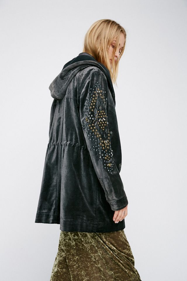 Studded Velvet Parka
