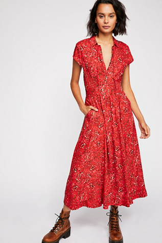'40s Printed Midi Dress | Free People UK
