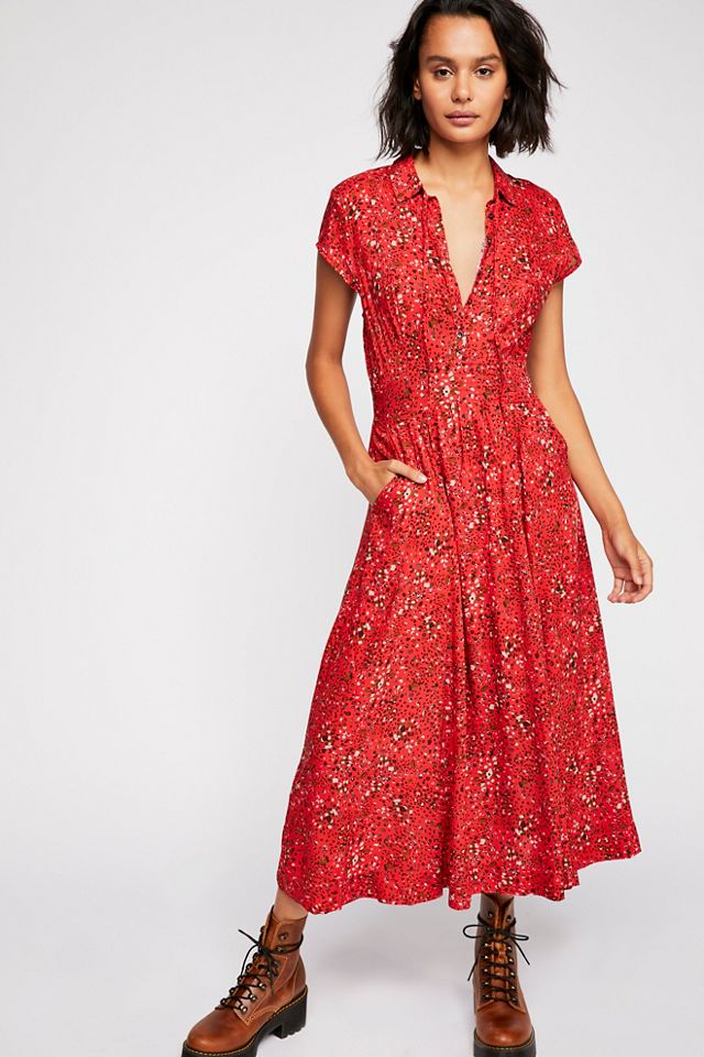 Free people red outlet midi dress