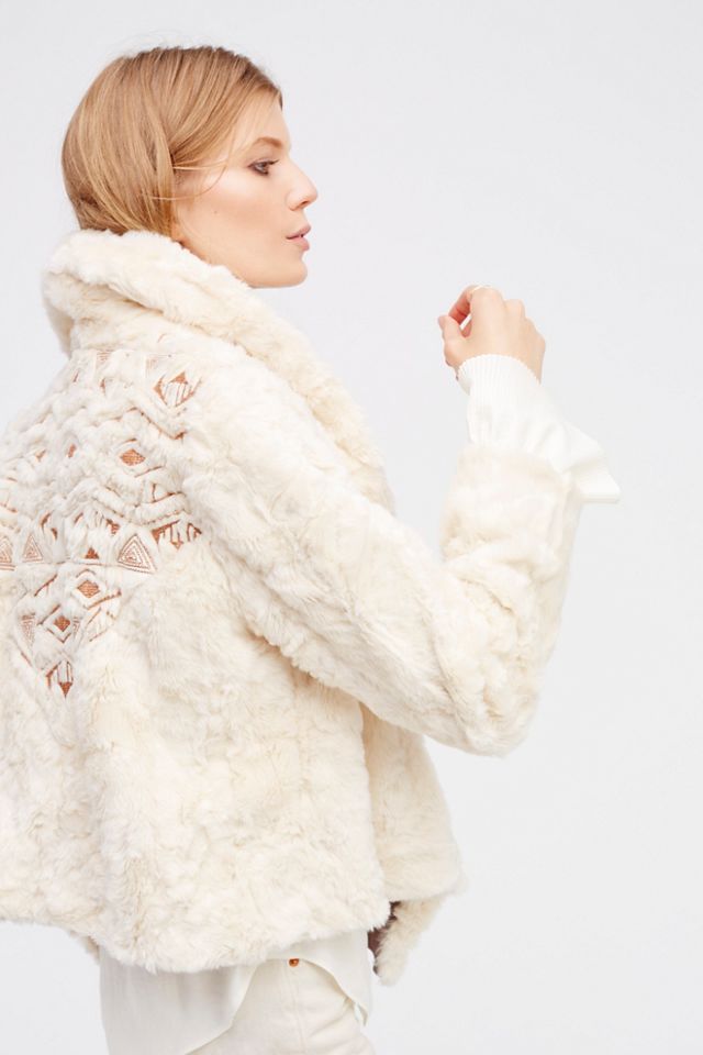 Embroidered Cascade Fur Jacket #1