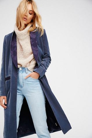 free people blue velvet jacket