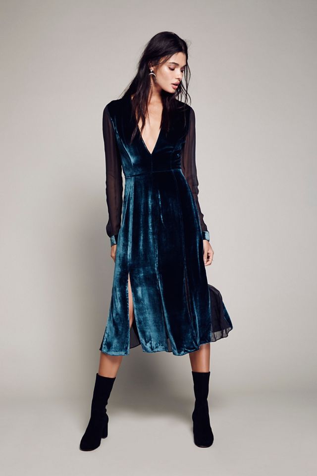 Free people black velvet 2024 dress