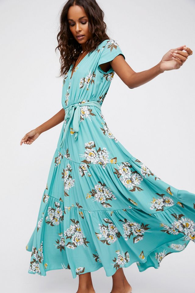 Free people smocked printed maxi dress sale