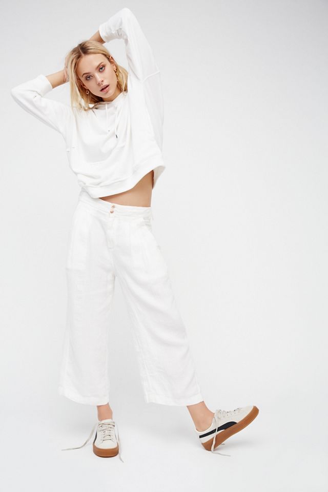 Nomads White Slim Leg Crop Trousers - Nomads