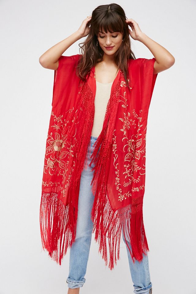 Ophelia Embroidered Fringe Kimono