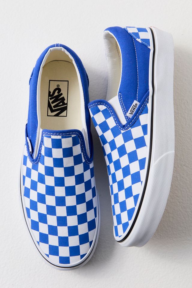 checkered vans light blue