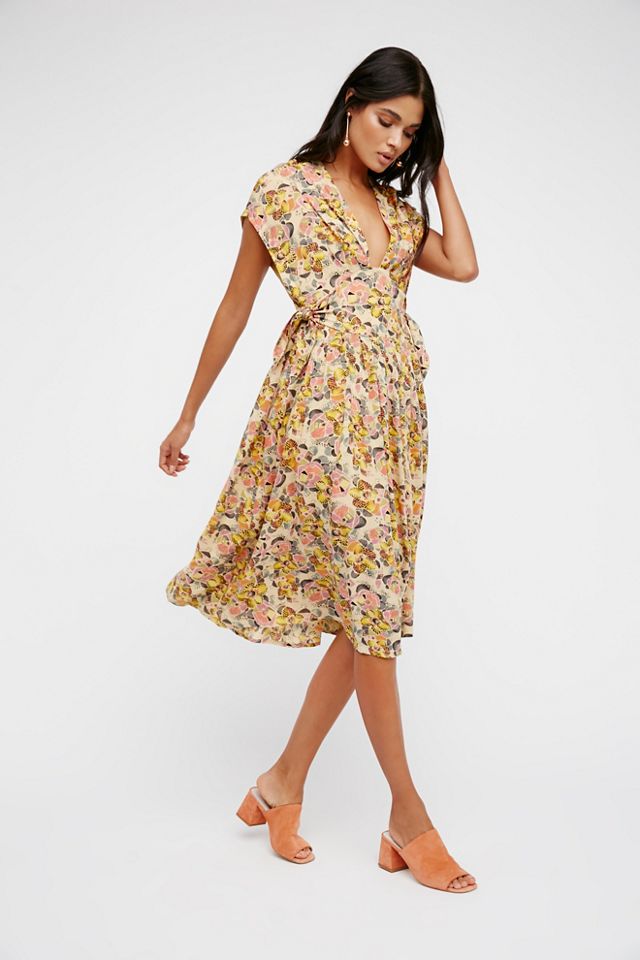 Free people clearance floral midi dress