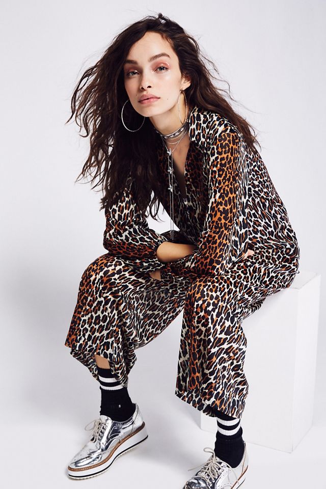 Free people store leopard jumpsuit