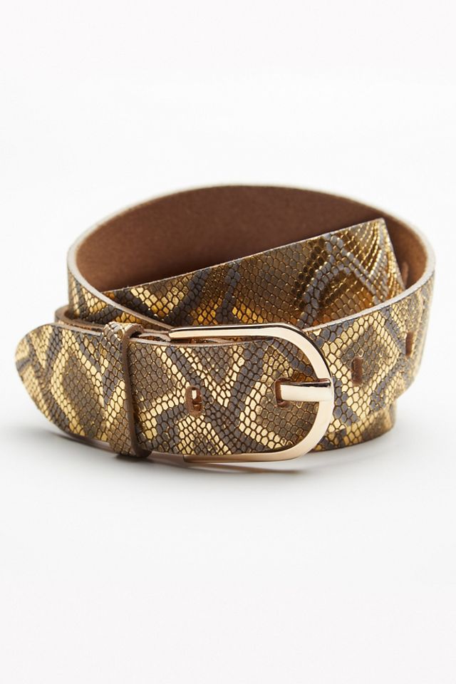 Metallic Leather Snake Belt #1